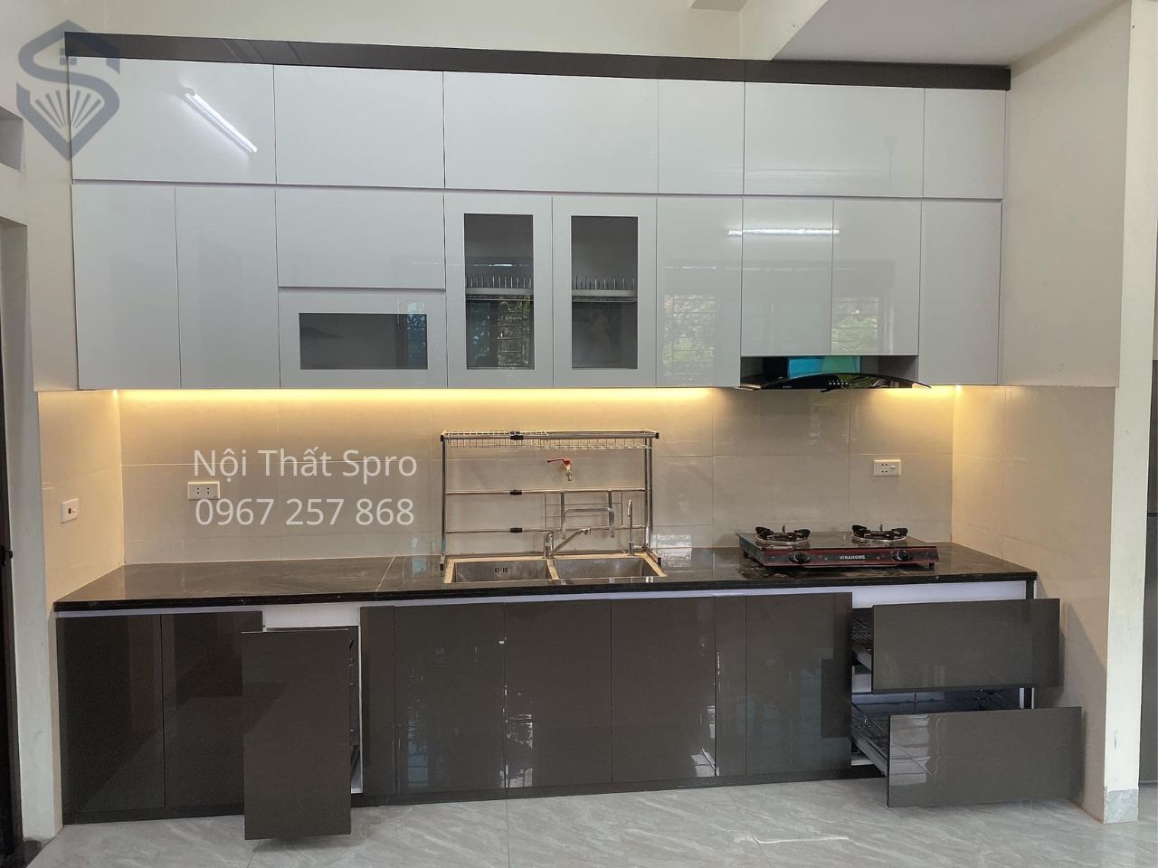 tủ bếp acrylic Hưng Yên đẹp hiện đại giá xưởng