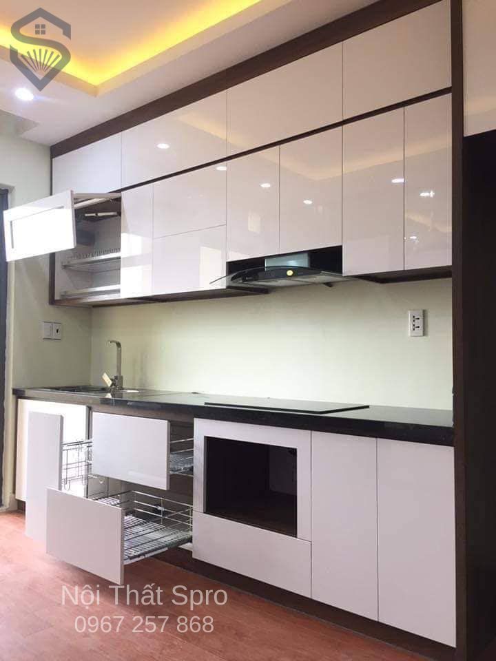 tủ bếp acrylic chữ I đơn giản đẹp tại Hưng Yên
